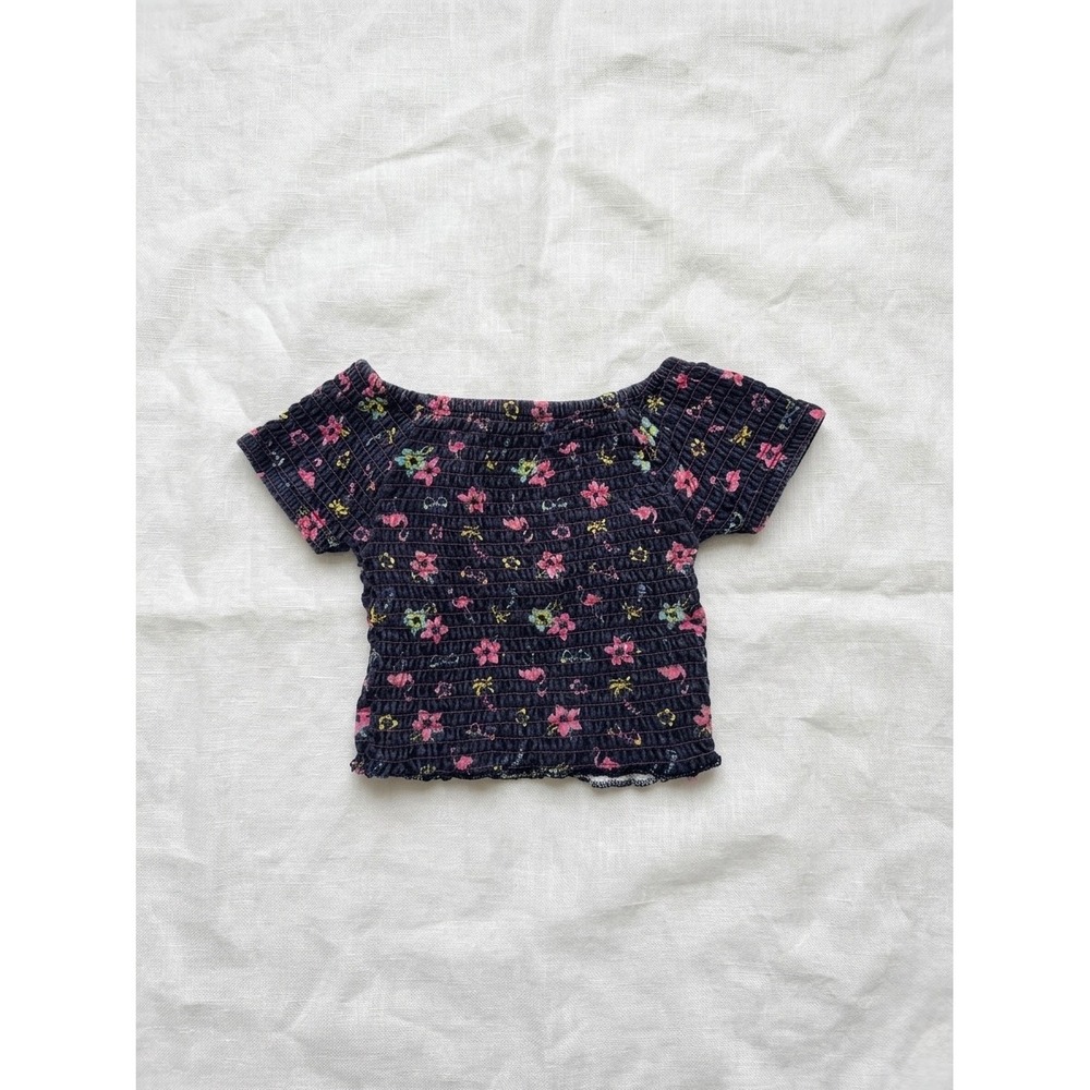 🚨SOLD!🚨 Y2K Limited Too Smocked Floral Top – Size S (4) – Navy Cottagecore - Picture 2 of 4